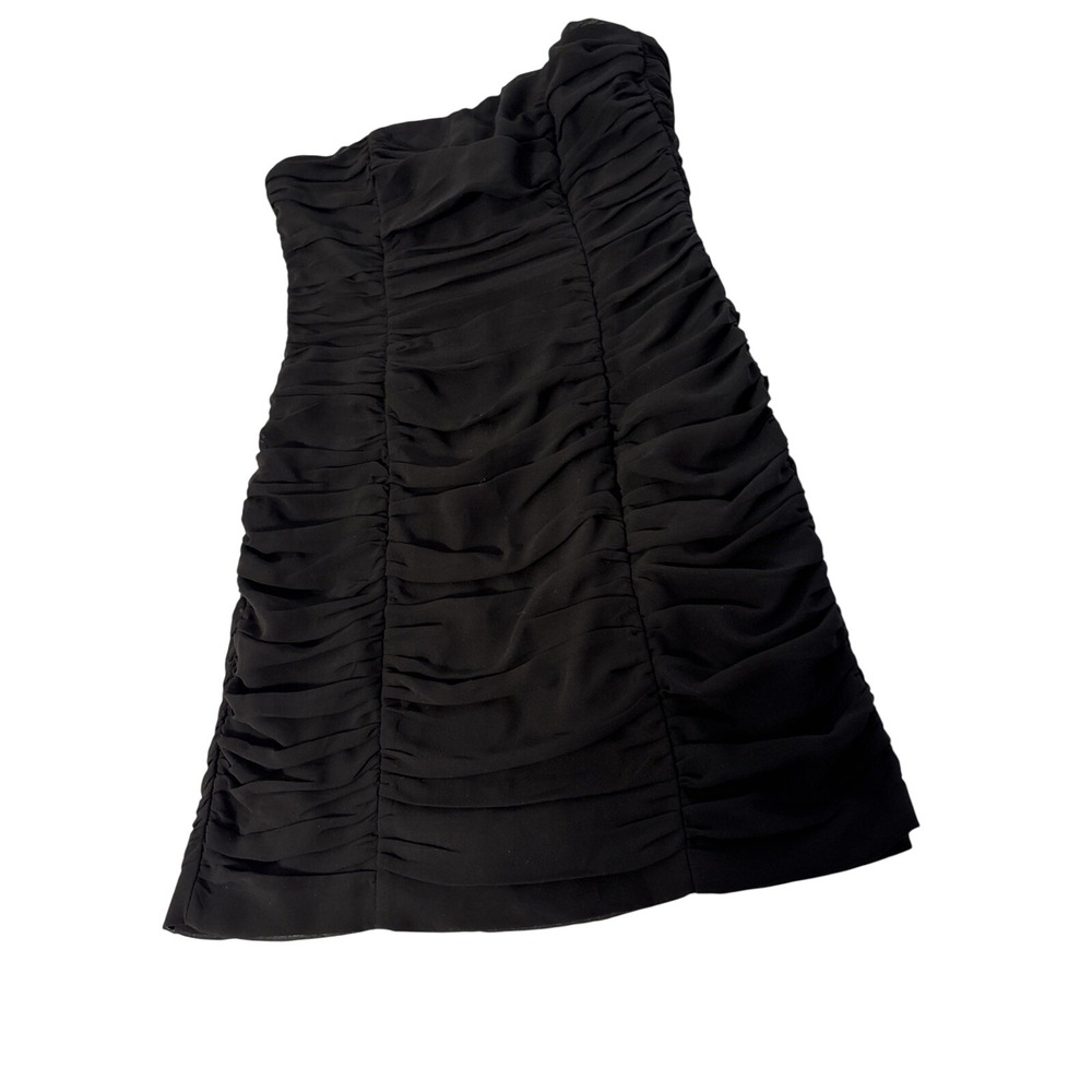 H&M Black Strapless Ruched Cocktail Dress Women's Size 8 Sweetheart Neck - Picture 2 of 8